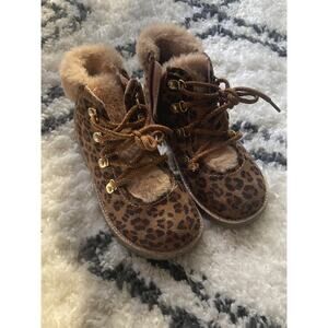 Harper Canyon Girls Leopard Faux Fur Booties  ~ Size 12